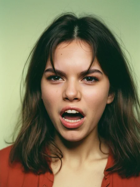 Analog photo of a woman looking like Annie_Crow_P_MXAI_SDXL close up shot, angry expression