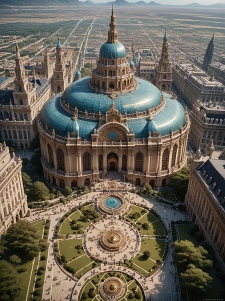 Art Deco style score_8-up, score_7_up, high point of view of a futuristic city, impressive scenery, general view, massive monument, majestic building with perfect architecture, straight lines, perfect contrasts, detailed dark shadows, lossless details highlights, innovative composition <lora:Majestic-Fantasy-Architecture-V2_ponyXL_LOREVER:0.7> mafarch, outdoors, geometric shapes, bold colors, luxurious, elegant, decorative, ornate, detailed trees, geometric shapes, bold colors, luxurious, elegant, decorative, symmetrical, ornate, detailed