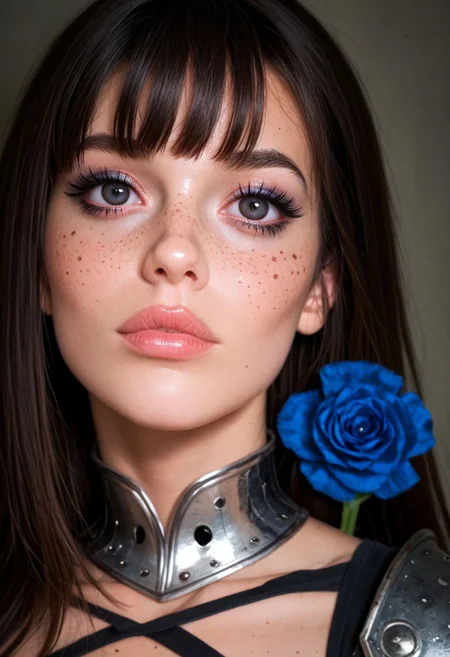score_9, score_8_up, score_7_up, score_6_up, 1girl, beautiful gorgeous girl with brunette (bangs), feminine face, freckles, scar above left eye, black eyes, makeup, perfect eyes,
blue flower, painful expression, ripped armour and clothes, dynamic angle, getting fucked by trolls