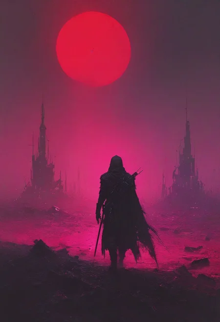 1man, ultra greatsword, neon city, futuristic setting, badass, corpses and blood on the ground, epic, ((cyberpunk)), cataclysmic, absurdres, best quality, digital art style
