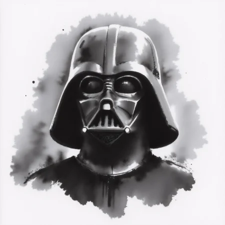 zydInk, monochrome, , Darth Vader, focus on head