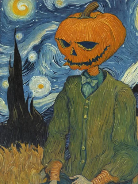 van gogh self portrait Pumpkinhead <lora:SDXL-Pumpkinhead-Lora:1>