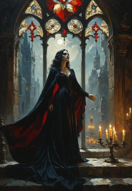 A traditional vampire, inspired by the iconic style of Francis Ford Coppola's Dracula