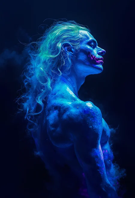 Indigo Deep Blue Hue Joker profile, Vibrant Glow