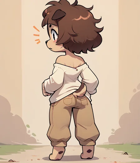 score_9, score_8_up, female, solo, full body, digital art, highly detailed, <lora:CuteMixPDv4:1.0>, back yard, loose clothing, accidental exposure, <lora:mimi:1> mimi, dog girl, beige body, brown hair, furry,