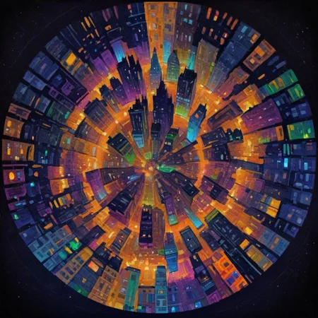 colorful cityscape at night
