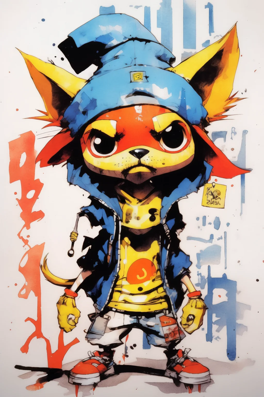 <lora:Skottie Young Style:1>Skottie Young Style - parappa in style of yoji shinkawa