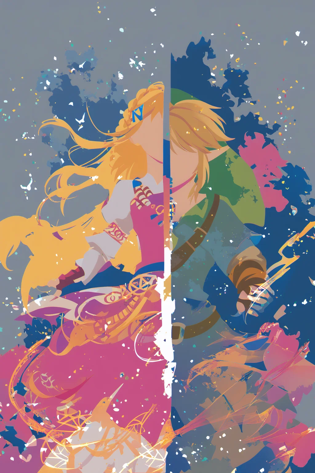 score_9, score_8_up, score_7_up, source anime, (simple background:1.4), silhouette, sambanekostyle, BREAK
1girl, adult, standing, princess zelda, smile, BREAK
1boy, adult, standing, link, smile
<lora:Splitscreen_v1_fallen:1>
<lora:SambaNekoStyle_v310:1>
