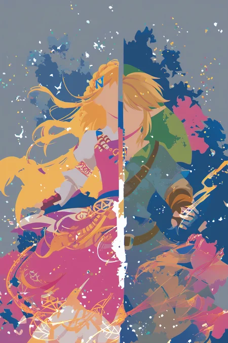 score_9, score_8_up, score_7_up, source anime, (simple background:1.4), silhouette, sambanekostyle, BREAK
1girl, adult, standing, princess zelda, smile, BREAK
1boy, adult, standing, link, smile
<lora:Splitscreen_v1_fallen:1>
<lora:SambaNekoStyle_v310:1>