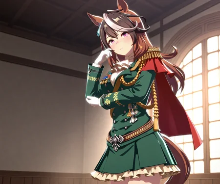 masterpiece, best quality, amazing quality, , 1girl, solo, looking at viewer, cowboy shot, <lora:Symboli Rudolf in game style 3D ILL-v2:1> ummsmingame, 3d, symboli rudolf \(umamusume\),