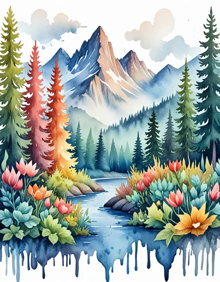 novuschroma65 style Misty Mountain Hop dripping watercolor on a white background <lora:novuschroma65 style:1> <lora:sdxl_lightning_8step_lora:1>