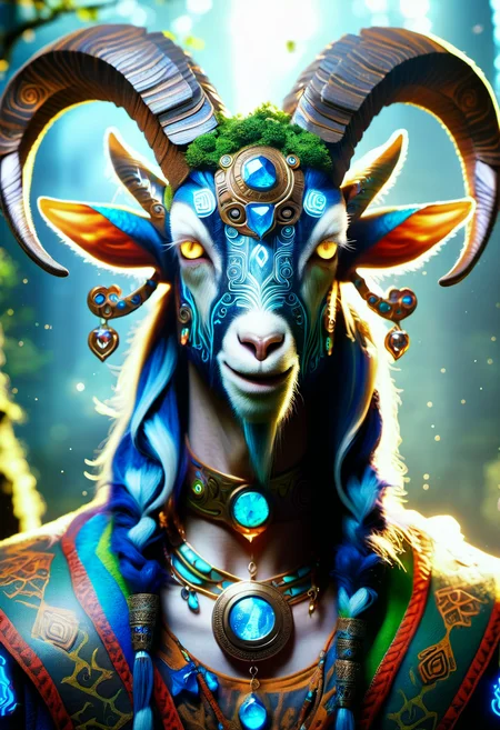 hyper detailed masterpiece,DonMMy51ic4lXL, faun, Mythical half-human, humanoid half-goat creature, associated with forests and nature, playful and mischievous, seen as guardian of the natural world, loves music and dance, torrential,empowered,void,scintillating,focused,oppressive , runes <lora:DonMMy51ic4lXL-v1.1-000006:0.8>