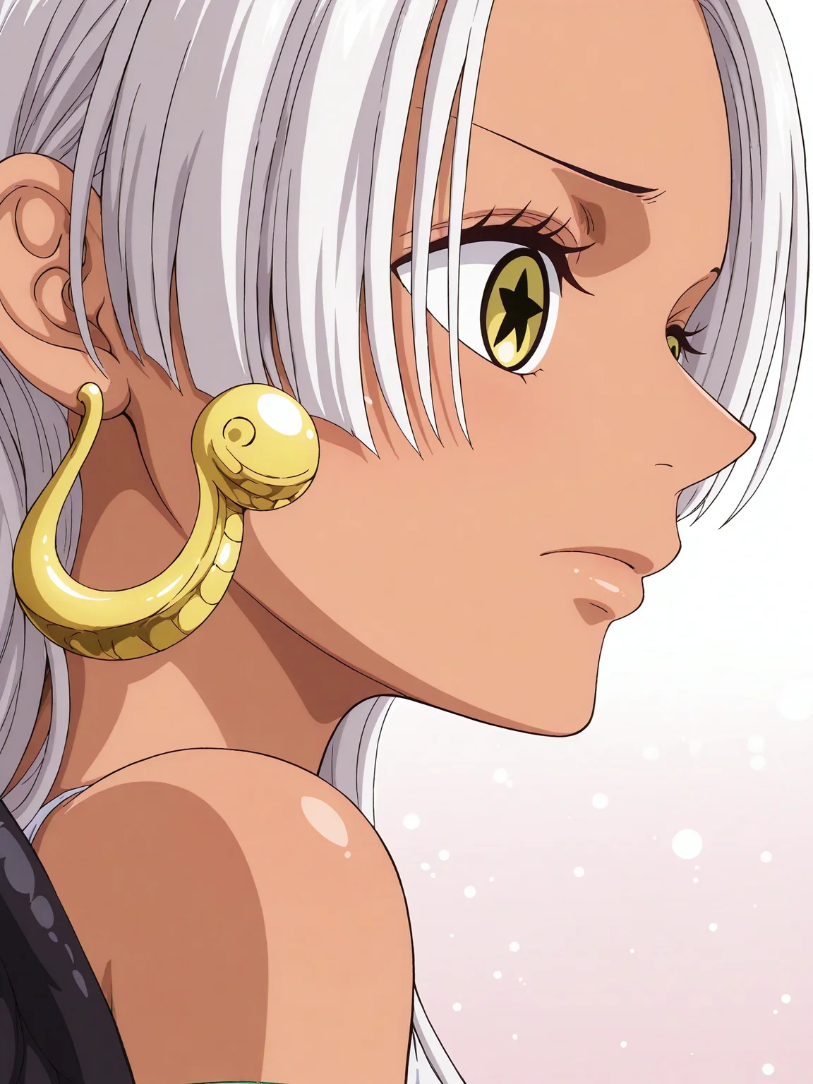 score_9, score_8_up, score_7_up, source_anime, hires image, masterpiece, best quality,
<lora:s-snake_ilxl_v1:1> aass, 1girl, solo, long hair, white hair, dark-skinned female, earrings, yellow eyes, star-shaped pupils, black wings, armlet,
face focus,