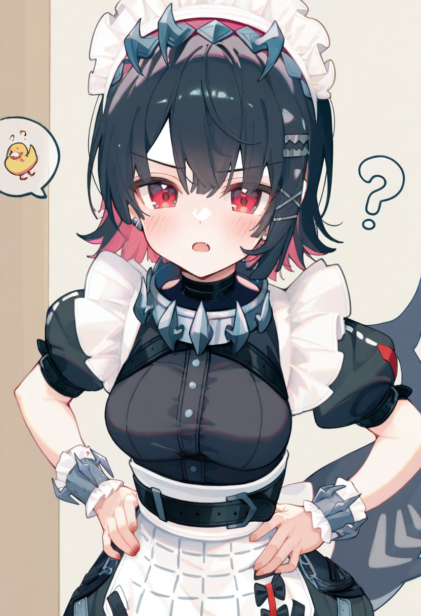 (artist:ningen mame:0.95),artist:ciloranko,(artist:sho \(sho lwlw\):0.95),(tianliang duohe fangdongye:0.91),(eip \(pepai\):0.95),(rukako:0.95),(memmo:0.86),(hoshi \(snacherubi\):0.78),(nibiiro shizuka:0.78),(masterpiece,best quality,ultra_detailed,highres,absurdres:1.2,amazing quality,very aesthetic),<lora:grtw style_noobai_v1-000015:0.8>,grtw,ellen joe,1girl, solo,medium breasts, open mouth, shark girl, ?,serious, blush, hands on own hips, standing,looking at viewer,