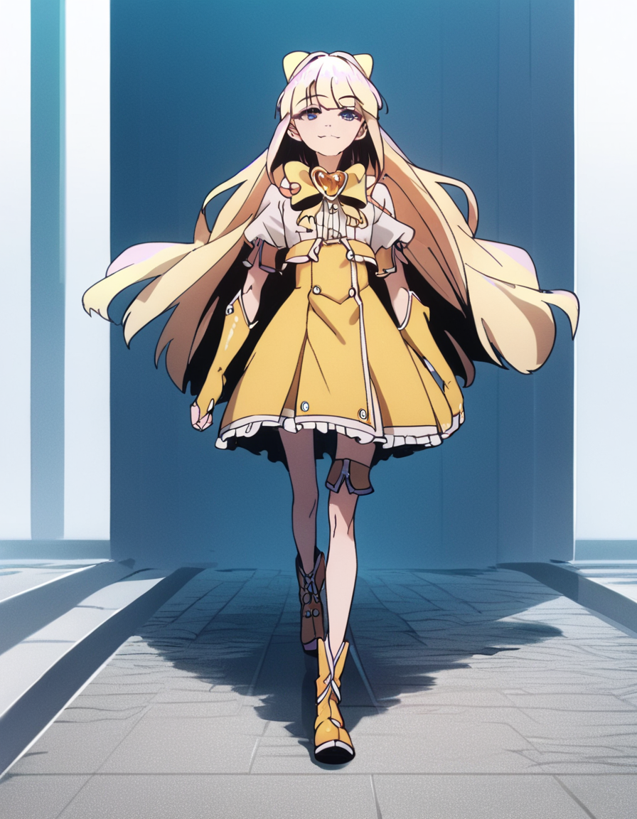score_9, score_8_up, score_7_up, score_6_up, score_5_up, score_4_up, source_anime,  Kaoruko, solo , magical girl, walking, smile