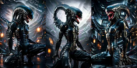 (otherworldly), highly insanely detailed, masterpiece, top quality, best quality, highres, 4k, 8k, RAW photo, (very aesthetic, beautiful and aesthetic),
__lazy-wildcards/cosplay-char/alien-predator/xenomorph/prompts__,
<lora:FemXeno:1>,
(1girl:1.3), eyes focus,
__lazy-wildcards/dataset/background__,âââ