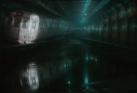 ,ruanyi0995,indoors,reflection,cable,subway,<lora:0995 abandoned_v1_pony:0.9>, score_9,score_8_up,score_7_up,,8k,1girl,solo,,