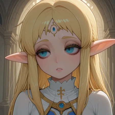 1girl,
elf priestess, troubled eyes as dark symbols and corrupt whispers fill the temple, ambient shadows, front view 
<lora:DarkfireStyle12:1.25>