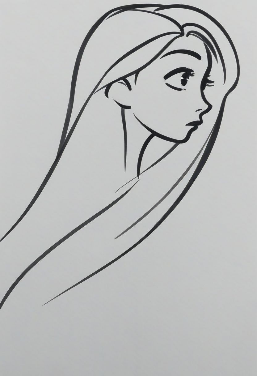 1girl, upper body, Rapunzel,   ((solo)), from side, portrait, 
dynamic  sketch, Minimalism, Greyscale, Stylized