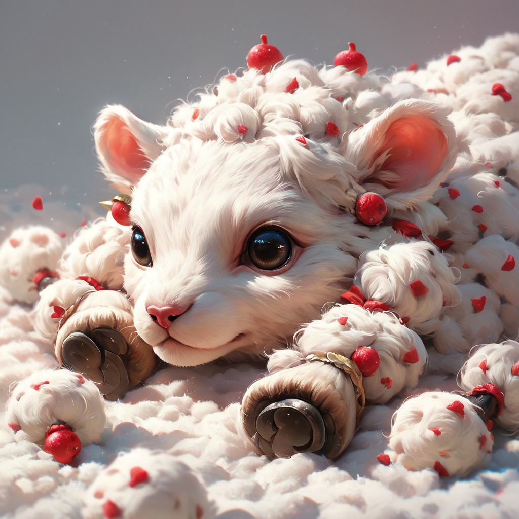 score_9, score_8_up, score_7_up, made of cotton, detailed sheep with cotton fur,