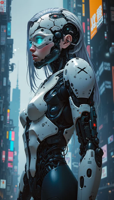 cyborgheadv1 a woman with a futuristic suit, with a futuristic background, cyberpunk art, computer art, Cedric Peyravernay, stanley artgerm lau <lora:CPA:1> <lora:cyborgheadv1:0.4>