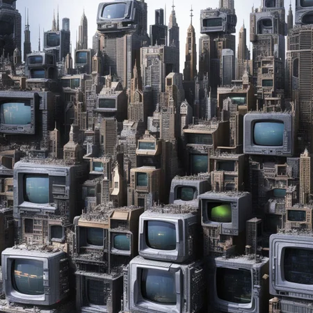 A photo of futuristic city made out of old CRT screens <lora:Made_out_of_old_CRT_screens_-_SDXL_LoRA:1>