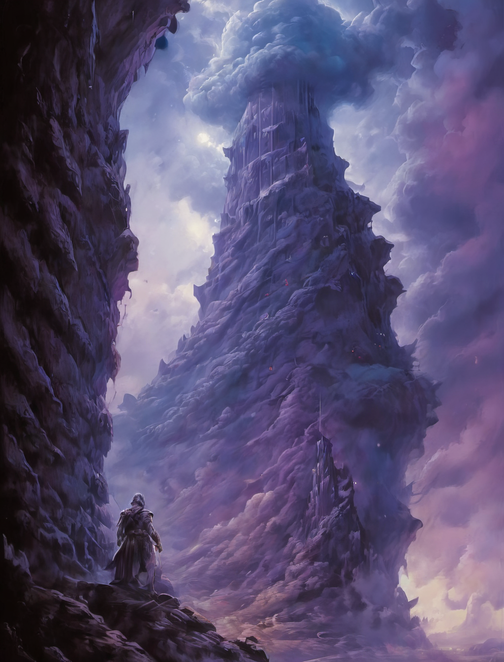 retroart illustration ,john horne eldorado by mikel roberts, in the style of sci-fi landscapes, sky-blue and purple, poster art, nightcore, gravity-defying architecture, dark fantasy, dusty piles, <lora:Retro_Art_XL-000008:1>