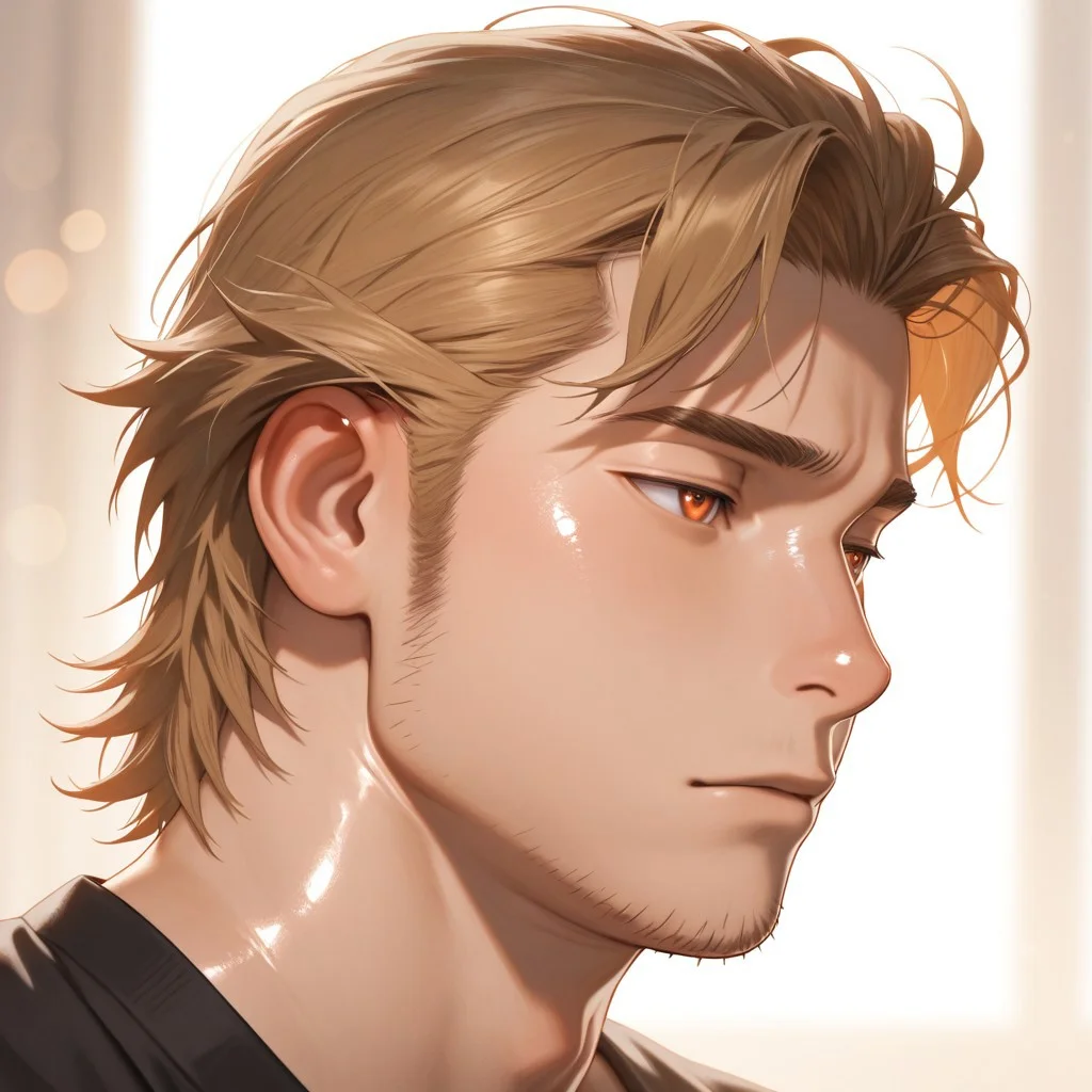 masterpiece, best quality, amazing quality, absurdres, newest, detailed background, definition so sharp, Ultra-HD, 8K cinematic, very awa, impressionate, amazing quality, highres,
solo, male focus, manly, plump, shadow, shiny skin,
ekusoushizumu, ekusou_brunette, ekusou_orange eyes, 1boy, short hair, sideburns, stubble, soft_focus, ethereal, dreamy, pastel_colors, bokeh, blurry_background, gentle_expression, serene, melancholy_beauty, subtle_glow, airy, wispy_hair, close_up, portrait