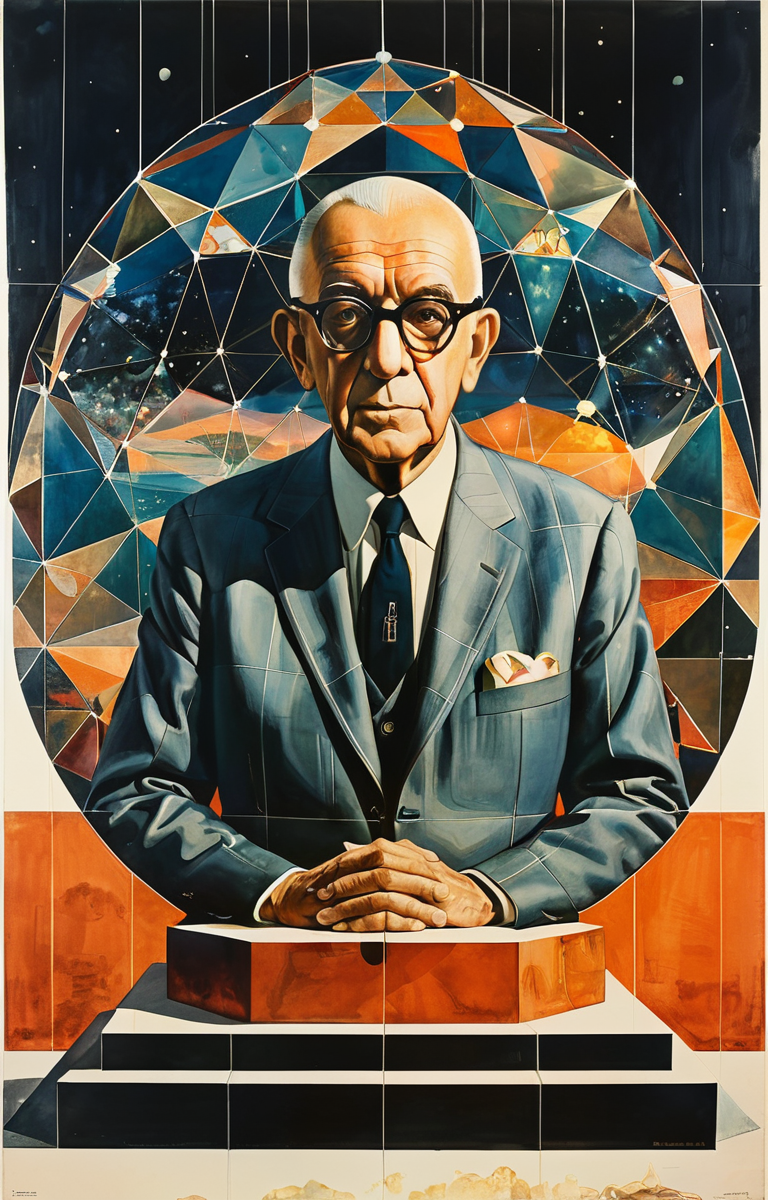 masterpiece,best quality,<lora:tbh367-sdxl:0.6>,illustration,style of Buckminster Fuller
 portrait of noble man