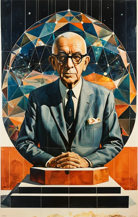 masterpiece,best quality,<lora:tbh367-sdxl:0.6>,illustration,style of Buckminster Fuller
 portrait of noble man