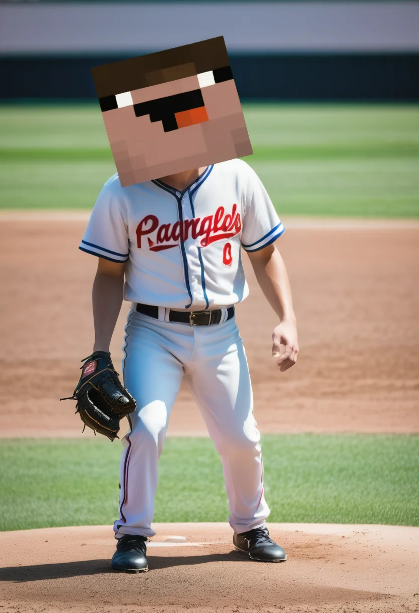a baseball player, square head<lora:sendnoobs-sdxl-adam-e:1>