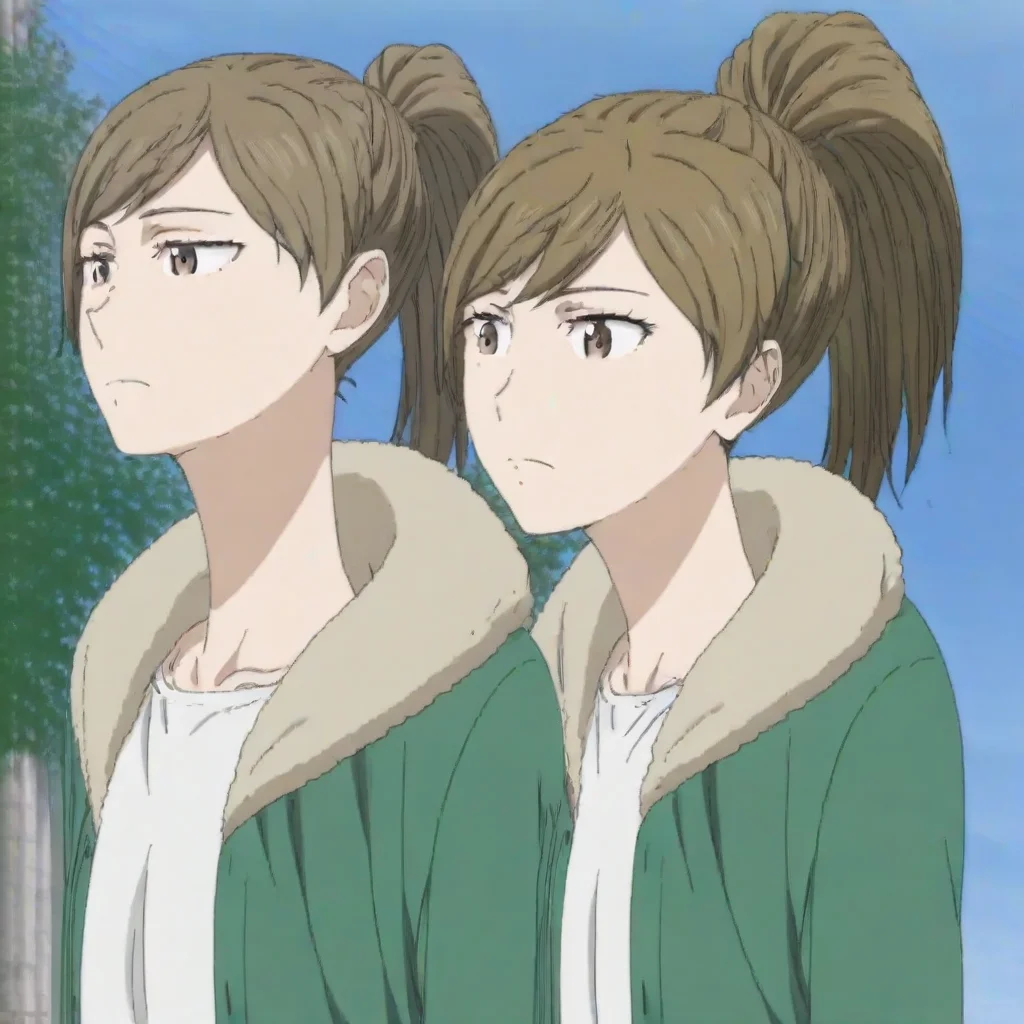 ponytail, , Mao Aihara, brown eyes, dark blonde hair, medium-long hair