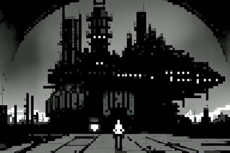 highly insanely detailed, masterpiece, top quality, best quality, highres, 4k, 8k, RAW photo, (very aesthetic, beautiful and aesthetic),  
tsutomu nihei,nihei_tsutomu,blame!,blame gakuen!,abara,TNstyle,sidonia_no_kishi,(space,spacecraft,megastructure in background,giant room,tunnel,hangar,sidonia \(ship\),lab,city ruins,tower,deep horizon),vast scenery,perspective,science fiction,biomachine,bioluminescence,no human,empty,dark background,flock,futuristic,cyberpunk,decrepit, 
<lora:ABARA:0.6>, 
(1girl:1.3), 
solo focus, 
dirty alley,tan background,âââ