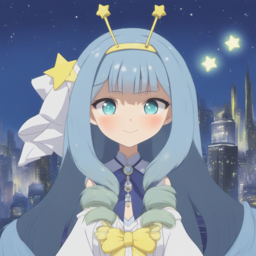 jelly hoshiumi, 1girl, (2D anime, art by studio ghibli:1.5), solo, blush, smile, blue eyes, very long hair, blue hair, small breasts, drill hair, blunt bangs, green hair, star (symbol), gradient hair, short antennae with stars on the ends, yellow bow, star hair ornament, yellow hairband, hair ornament BREAK
full body, cute <lora:Jelly_Hoshiumi_XL:1>