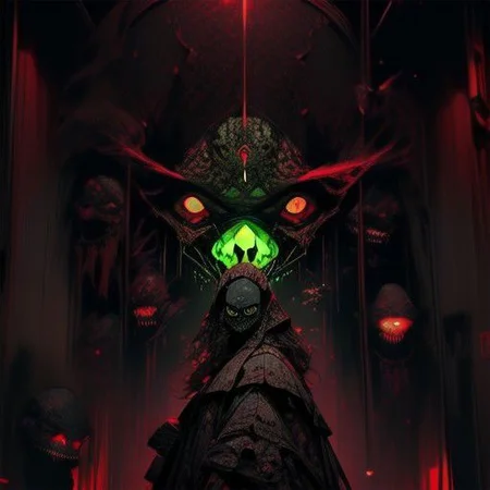 Ghoul, terrifying, grotesque, bone chilling, scary, horrorcore, ghoulcore, intricate background, hyperdetailed, photorealistic, dramatic lighting, inspired by pinterest art