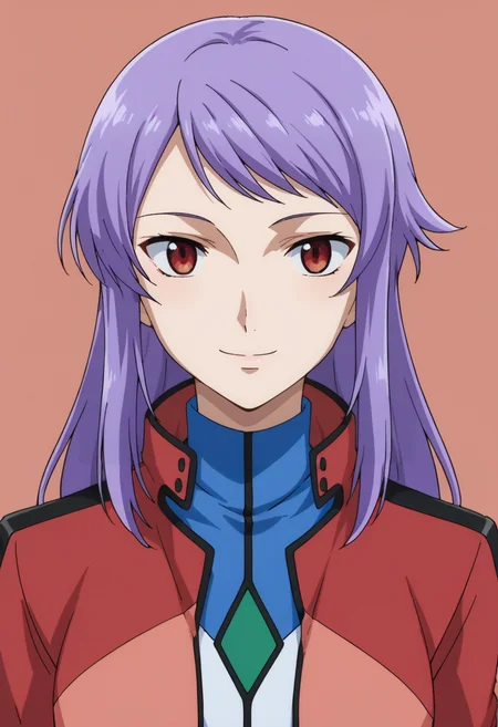 score_9,score_8_up,score_7_up,score_6_up,score_5_up,score_4_up,anime coloring BREAK source_anime,anime,<lora:Anew_Returner_Gundam_00_Pony:0.7>,anew,1girl,solo,red eyes,purple hair,long hair,cb uniform,cropped jacket,smile,multicolored background,portrait,upper body,looking at viewer,