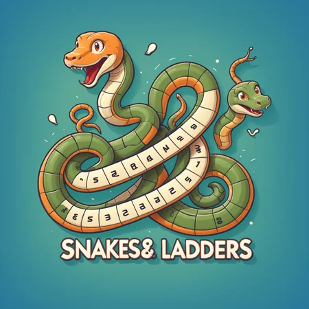 <lora:Web_Cartoon:0.8> cute, "Snakes and Ladders" text logo, coiling snakes, spatial warped illustration, flat text, outline, origami effect, professional graphics, vector art, simple background <lora:dvr-ftl:0.8>