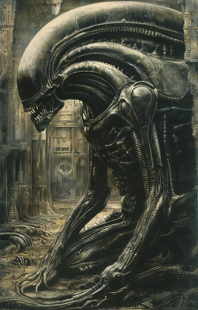 masterpiece,best quality,<lora:tbh295-sdxl:0.9>,illustration,style of H. R. Giger animals