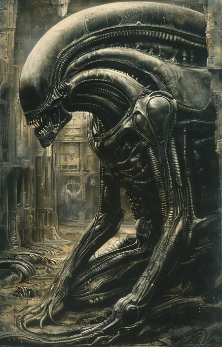 masterpiece,best quality,<lora:tbh295-sdxl:0.9>,illustration,style of H. R. Giger animals