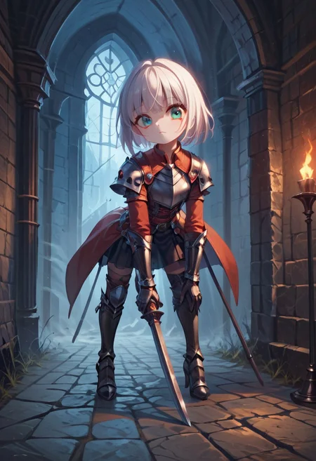 masterpiece, score_9, score_8_up, score_7_up, EasyNegative_v2, (looking at viewer:0.9), score_9, score_8, score_7, score_8_up, score_7_up, score_6_up, high resolution, (((1girl))), solo, short hair, white hair, aqua eyes, full body, pretty face, black leather armor, red trim, wielding a leather bullwhip, haunted castle, vampire slayer <lora:Pony_DetailV2.0:3> (best quality:1.1) 8k, sharp focus, anatomically correct, anatomically correct face, extremely detailed eyes, smooth edges, symmetrical eyes, symmetrical face, creepy, gothic,