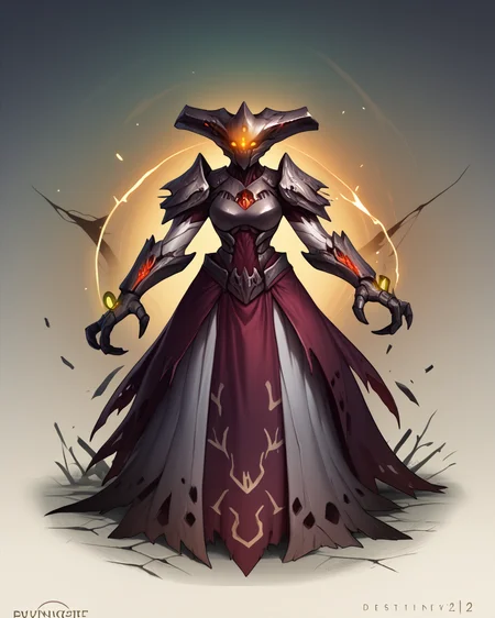 score_9, score_8_up, score_7_up, score_6_up, score_5_up, Rating_safe, A female monster with three eyes and (chitinous plating:1.1), dark grey cracked skin, grey armor, dhive, (zoomed in:1.1), cloth, (monster:0.8), glowing, (hivethrall:1.3), bald, armor,