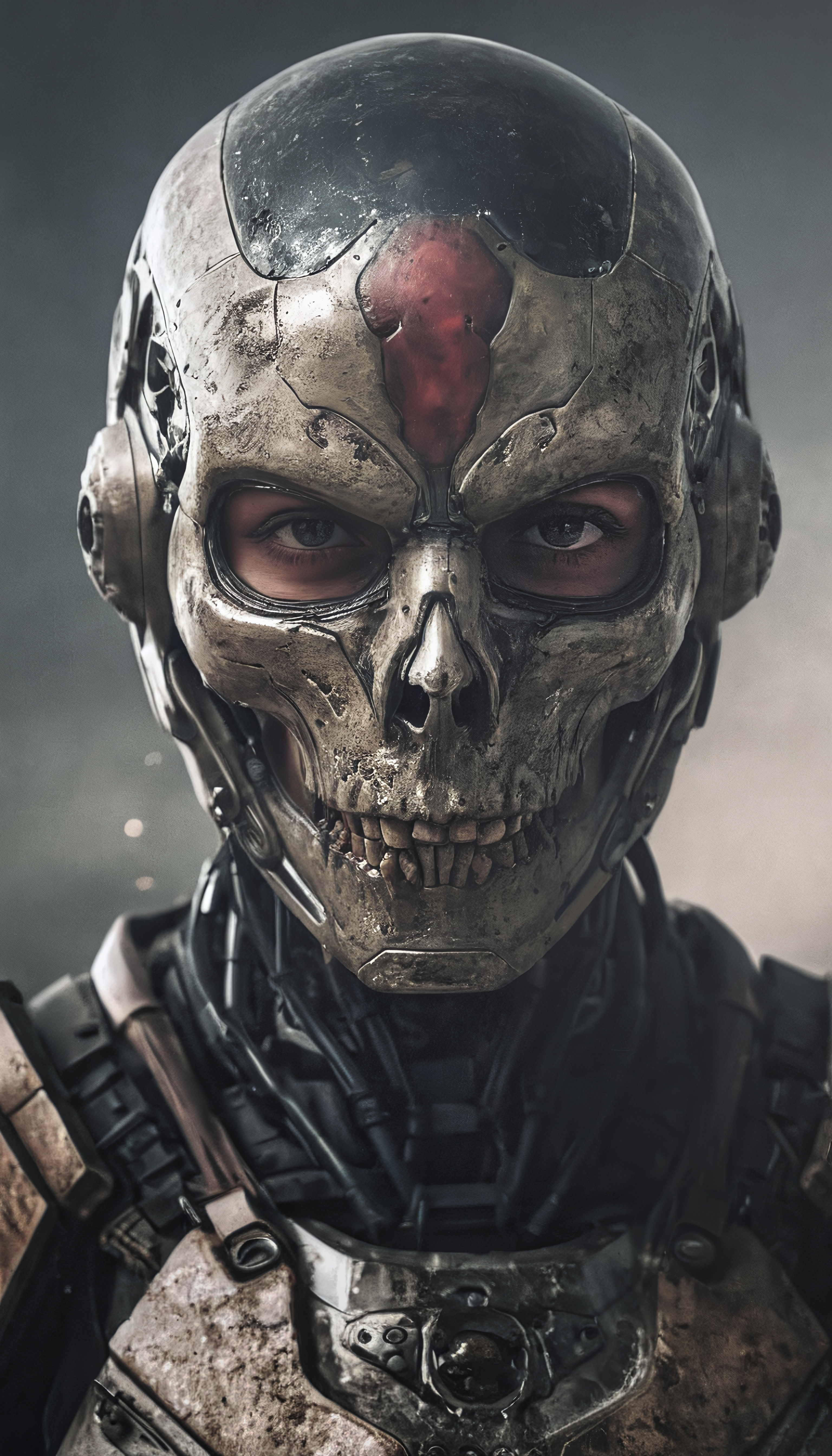 A movie screenshot featuring a high-tech futuristic Martian invader wearing a skull mask and heavy armor suit. Set the scene in a dark and foggy environment to enhance the sci-fi atmosphere.
Ensure the image is ultra-detailed and available in high definition, preferably 8k resolution, to capture the intricate design of the skull mask and armor suit.
Emphasize the futuristic elements of the character's attire, with sleek lines and advanced technology incorporated into the design.
The screenshot should evoke a sense of mystery and anticipation, hinting at the impending conflict between the Martian invader and the human protagonists.