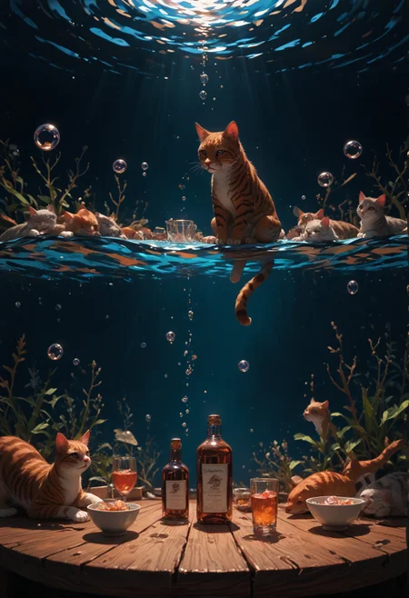 score_9,score_8_up,score_7_up,embedding:zPDXL2, film grain,Cinematic Lighting, Expressiveh,th3rm4l,colorful, , sitting, water, cup, no humans, animal, border, table, cat, alcohol, drinking glass, fish, bubble, underwater, air bubble, surreal<lora:增强\(收藏)\sdxl_lightning_8step_lora.safetensors:1.0:1.0> <lora:增强\(收藏)\Expressive_H-000001.safetensors:0.4:0.4> <lora:增强\(收藏)\Hands XL 4.safetensors:1.0:1.0> <lora:增强\(收藏)\glowneon_xl_v1.safetensors:0.5:0.5> <lora:extremely detailed (no trigger).safetensors:1.0:1.0> <lora:Vixon\(收藏)\Vixon's Pony Styles Thermal.safetensors:0.4:0.4> <lora:增强\(收藏)\sinfully_stylish_SDXL.safetensors:0.4:0.4>