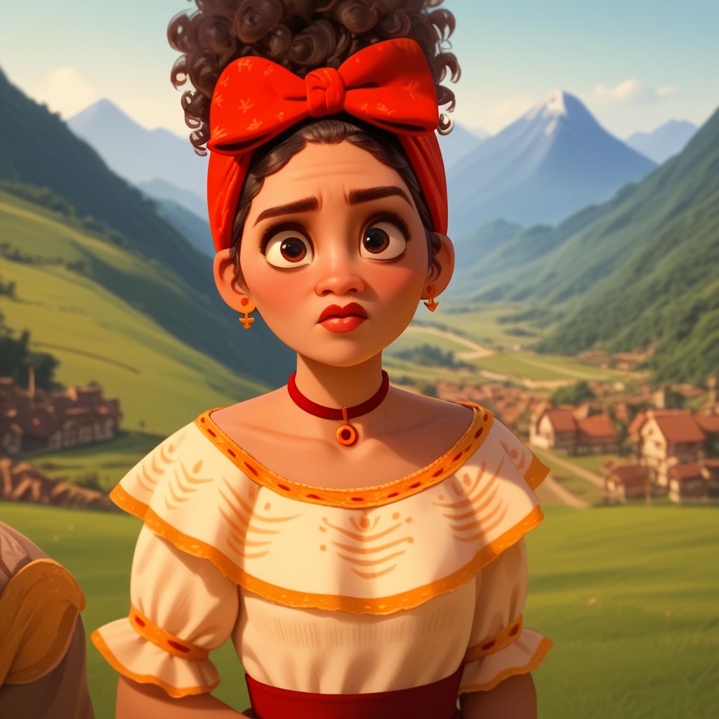 score_9, score_8_up, score_7_up, score_6_up, score_5_up, score_4_up, 1girl, Dolores, head tilted, mountain background, kissing face