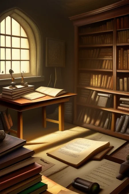 RAW photo, (masterpiece:1.3), subsurface scattering, heavy shadow, (high quality:1.4), (intricate, high detail:1.2), professional photography, HDR, High Dynamic Range, realistic, ultra realistic, photorealistic, high resolution, film photography, ambient lighting, atmospheric effects, <lora:detail_slider_v4:2>, OverallDetail, a sorcerer in his study, desk, books, shelves, FanStu, <lora:FantasyStudy-10:0.7>, epiCPhoto