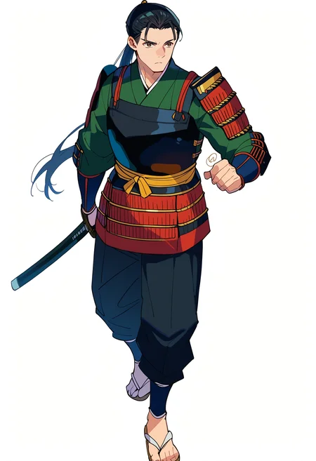 score_9,score_8_up,score_7_up,score_6_up, source_anime,
shuro, shuro original outfit, solo, simple background, black hair, white background, 1boy, closed mouth, standing, full body, male focus, ponytail, dungeon meshi, weapon, japanese clothes, pants, sword, armor, sandals, katana, shoulder armor, japanese armor, sode, samurai,
masterpiece, best quality, very aesthetic, absurdres
<lora:dungeon_meshi_collection_v23:1>