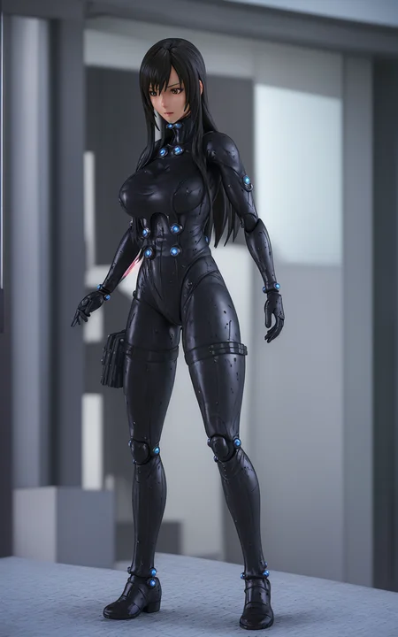 (masterpiece, best quality, absurdres:1.2), photo of a highly detailed (figma) of reika\(bodysuit\), 1girl, solo, [realistic], rendered in blender, full body
