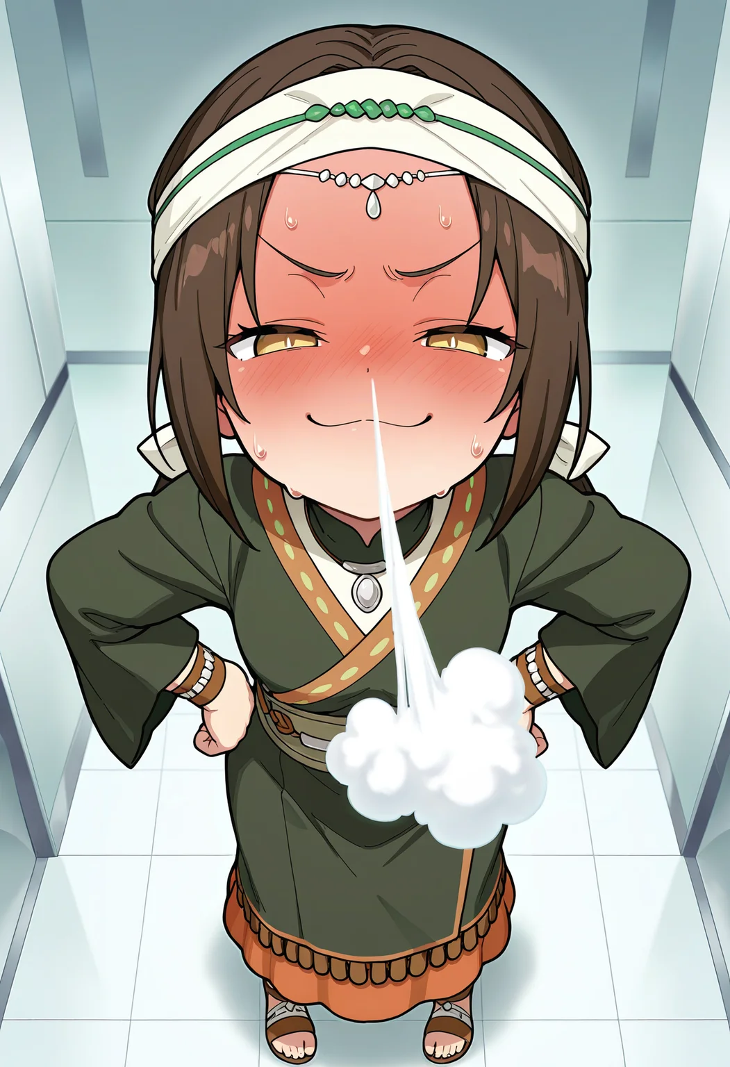 1girl, siduri \(fate\), fate/grand order,solo,nose vapor,
,
full body, ,
closed mouth, , ,
smug,doyagao, ,
sweat,blush,full-face blush,hands on own hips, ,
masterpiece,best quality,amazing quality,very aesthetic,absurdres,newest,
<lora:StS-Illustrious-Detail-Slider-v1.0:1.5>,<lora:reduce_wrinkles_illstriouosv0.1_ADDifT_2_in_1_v1.2:0.8>,<lora:99coins_nose_vapor_IL_v6_06:0.7>,