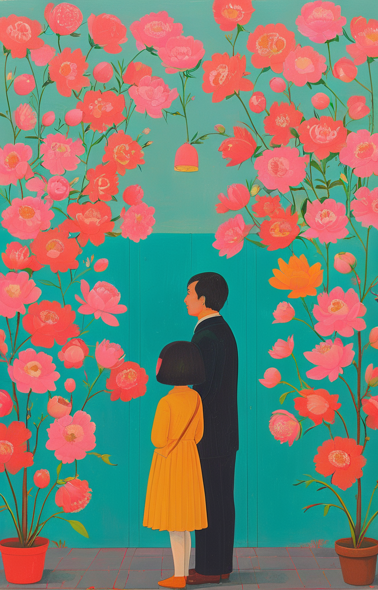 masterpiece,best quality,<lora:tbh289-sdxl:0.9>,illustration,style of Joan Cornella decaying peonies