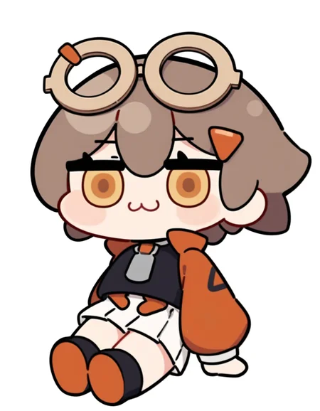 masterpiece,best quality,very aesthetic,absurdres,
<lora:qianqiu_xl:0.8>,anotherstyle4,chibi,felllowmoon-qianqiu,1girl,solo,white background,:3,skirt,simple background,halo,pleated skirt,